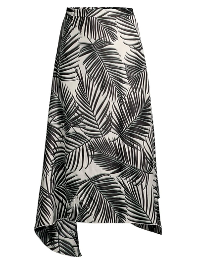 Shop Hugo Boss Printed Silk Midi Skirt In Palm Fantasy