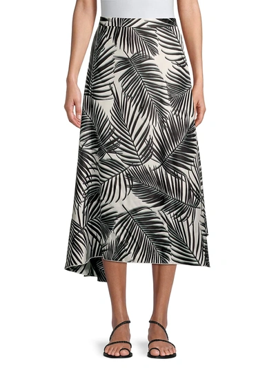 Shop Hugo Boss Printed Silk Midi Skirt In Palm Fantasy