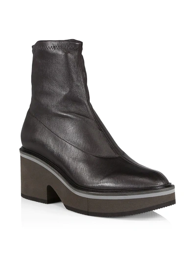Shop Clergerie Women's Albane Leather Platform Boots In Black