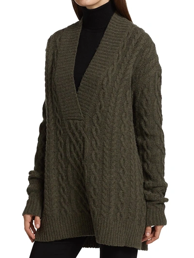 Shop Co Cable-knit Wool & Cashmere Sweater In Green