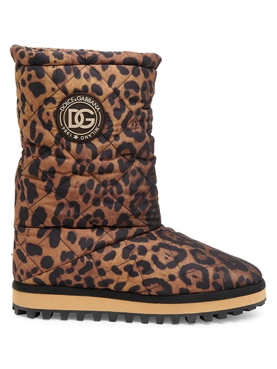 Shop Dolce & Gabbana Men's Leopard-print Nylon City Boots In Neutral
