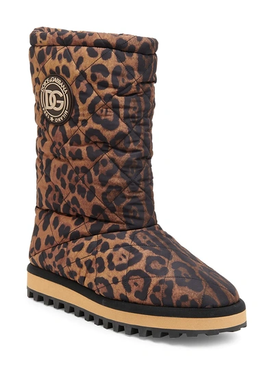 Shop Dolce & Gabbana Men's Leopard-print Nylon City Boots In Neutral