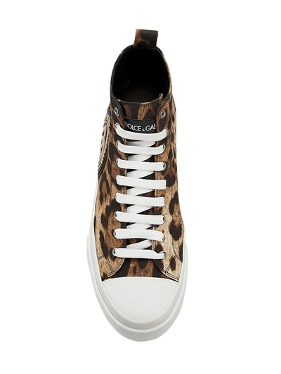 Shop Dolce & Gabbana Men's Leopard-print High-top Sneakers