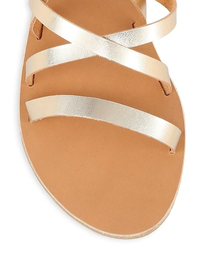 Shop Ancient Greek Sandals Women's Delia Metallic Leather Sandals In Platinum