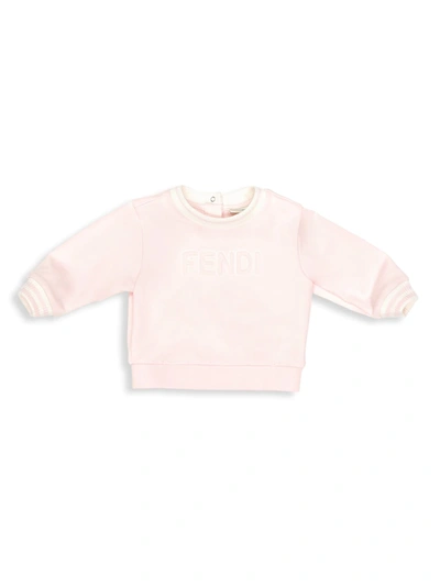 Shop Fendi Baby Girl's Crewneck Logo Sweatshirt In Pink