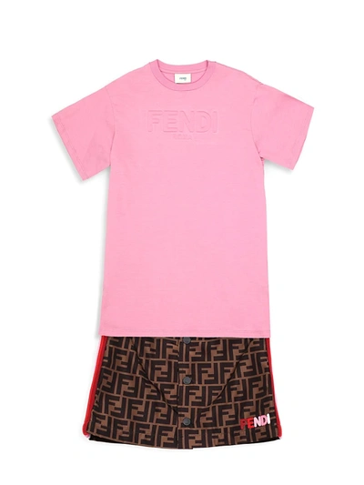 Shop Fendi Little Girl's & Girl's T-shirt Dress In Pink
