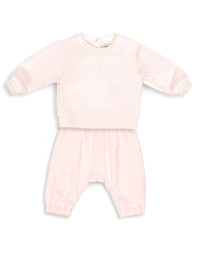 Shop Fendi Baby Girl's Crewneck Logo Sweatshirt In Pink