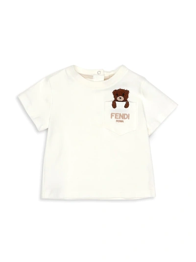 Shop Fendi Baby's Teddy Bear Embroidered T-shirt In White
