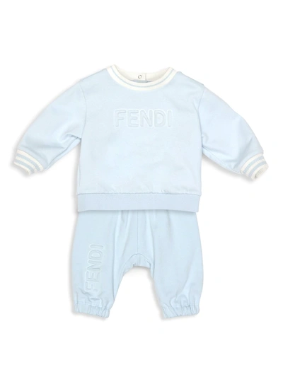 Shop Fendi Baby Boy's Logo Jogger Sweatpants In Blue