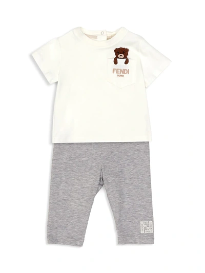 Shop Fendi Baby Girl's Logo Leggings In Grey