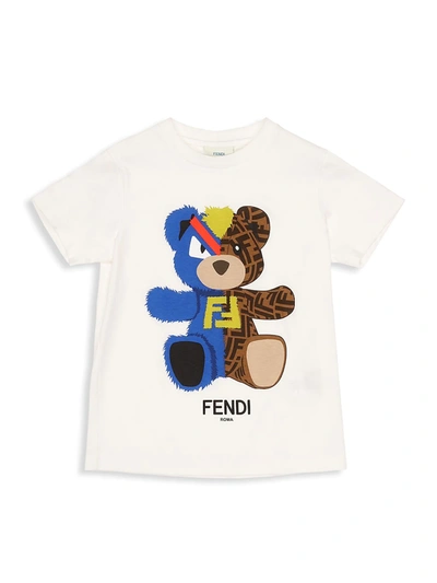 Shop Fendi Little Kid's & Kid's Monster & Ff Logo Teddy Bear T-shirt In White