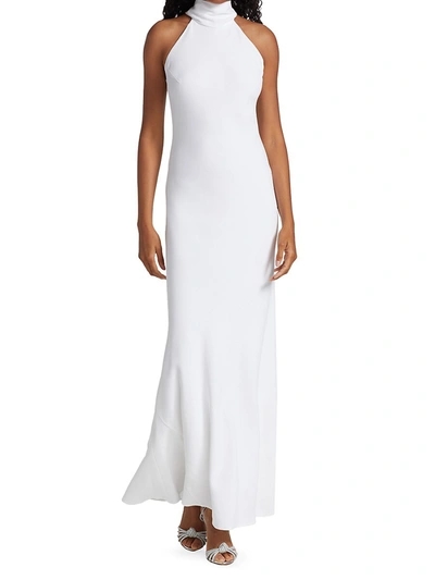 Shop Galvan Women's Sienna Halterneck Gown In White