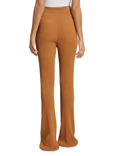 Shop A.l.c Logan Rib-knit Flared Pants In Cashew