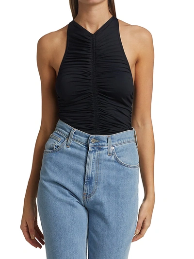Shop A.l.c Adley Ruched Sleeveless Top In Black