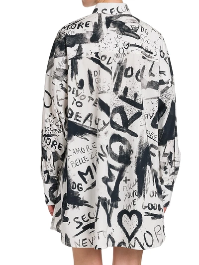 Shop Dolce & Gabbana Collection W Graffiti Print Poplin Shirt In Graffiti Nero