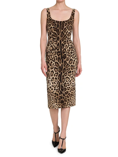 Shop Dolce & Gabbana Women's Silk-blend Leopard-print Sheath Dress In Leo New