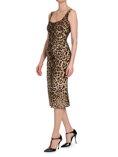 Shop Dolce & Gabbana Women's Silk-blend Leopard-print Sheath Dress In Leo New