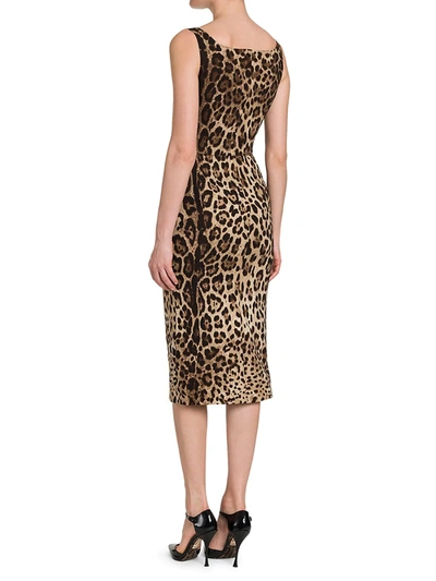 Shop Dolce & Gabbana Women's Silk-blend Leopard-print Sheath Dress In Leo New