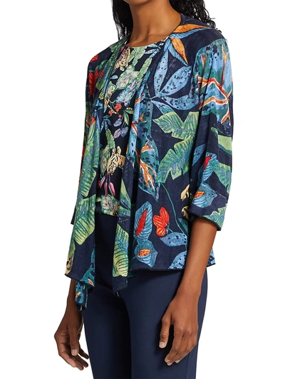 Shop Nic + Zoe Jungle 4-way Cardigan In Indigo Multi