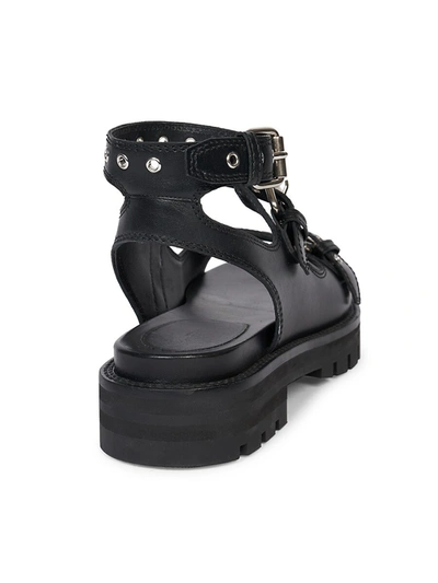 Shop Alaïa Grommet Leather Ankle-strap Chunky Sandals In Noir