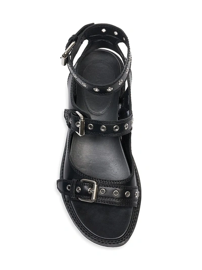 Shop Alaïa Grommet Leather Ankle-strap Chunky Sandals In Noir