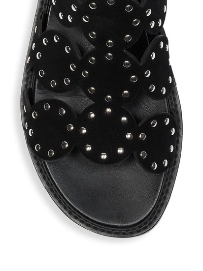 Shop Alaïa Stud Scallop Leather Gladiator Sandals In Noir