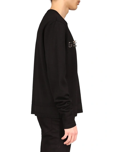 Shop Givenchy Studed Logo Crewneck Sweater In Black