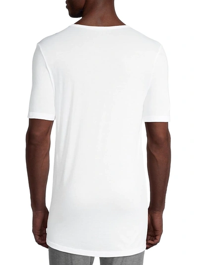 Shop Hanro Men's Mercerized Cotton V-neck T-shirt In White