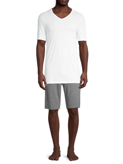 Shop Hanro Men's Mercerized Cotton V-neck T-shirt In White