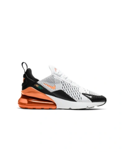 Shop Nike Big Boys Air Max 270 Casual Sneakers From Finish Line In White, Turf Orange