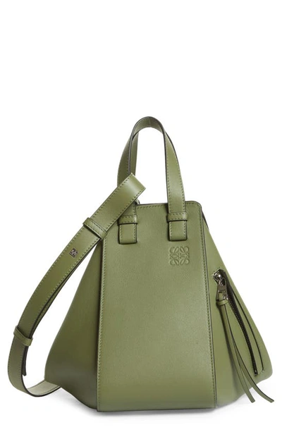 Shop Loewe Small Hammock Leather Hobo Bag In Avocado Green