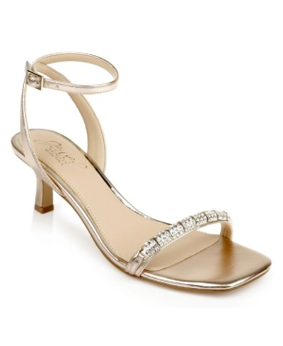 Shop Jewel Badgley Mischka Women's Charisma Kitten Heel Evening Sandals In Rose Gold Metallic