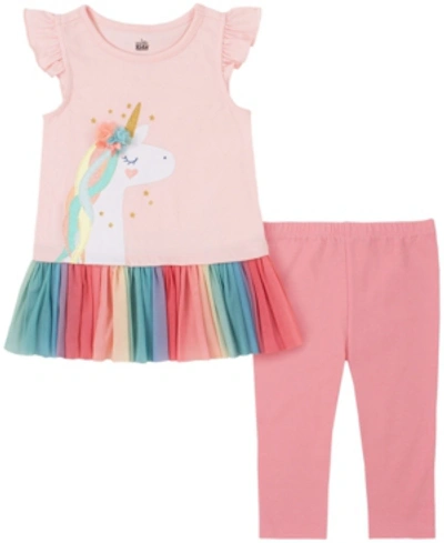 Shop Kids Headquarters Toddler Girls 2-piece Rainbow Peplum Tunic Top And Capri Leggings Set In Assorted