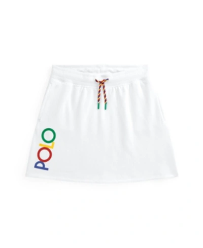 Shop Polo Ralph Lauren Big Girls Logo Fleece Skirt In White