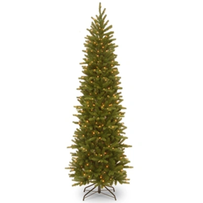 National Tree Company National Tree 7.5' Feel Real Grande Fir Pencil Slim Hinged Tree With 350 Clear Lights In Green