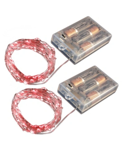 Shop Macy's Lumabase Set Of 2, 100 Mini String Lights With Timer In Red