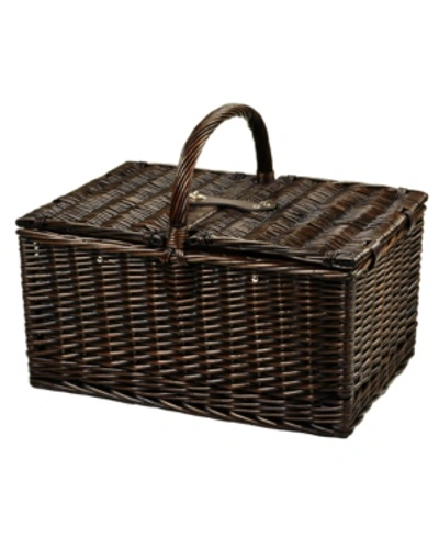 Picnic At Ascot Buckingham Willow Picnic Basket With Blanket - Service For 4 In Orange