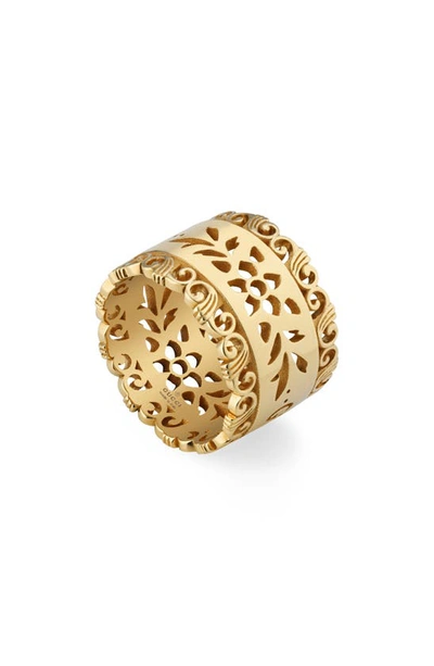 Shop Gucci Icon Blooms Band Ring In Yellow Gold