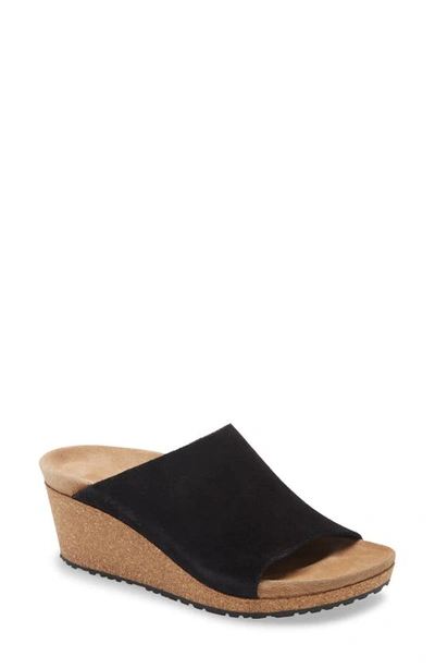 Shop Birkenstock Papillio By  Namica Wedge Slide Sandal In Black Suede