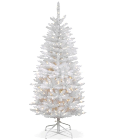 National Tree Company 4.5' Kingswood White Fir Hinged Pencil Tree With 150 Clear Lights In White