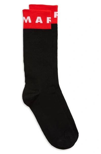 Shop Marni Logo Socks In Black