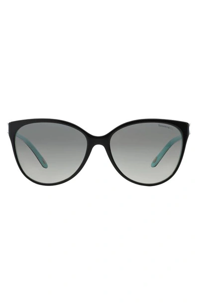 Shop Tiffany & Co 58mm Gradient Cat Eye Sunglasses In Black/ Blue/ Black Gradient