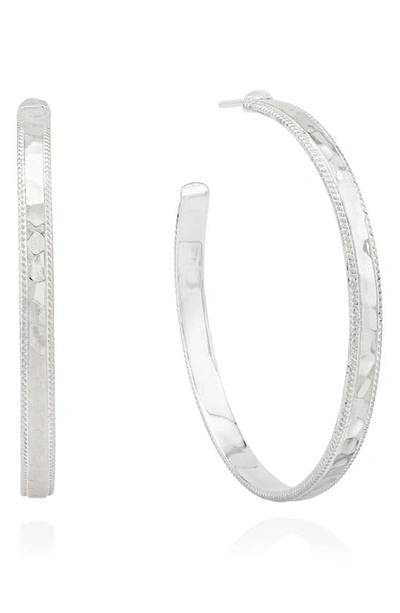 Shop Anna Beck Large Hammered Hoop Earrings In Silver