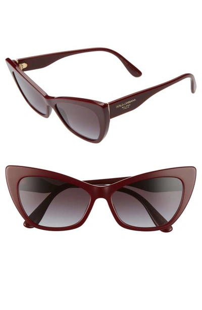 Shop Dolce & Gabbana 56mm Cat Eye Sunglasses In Bordeaux/ Grey Gradient