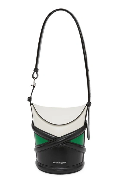 Shop Alexander Mcqueen Small The Curve Leather Shoulder Bag In Black/ Multi