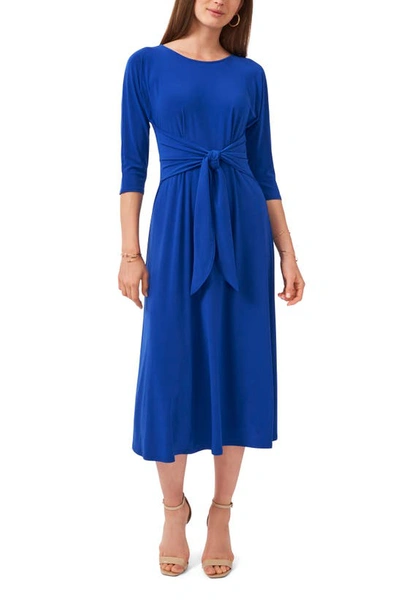 Shop Chaus Tie Front Fit & Flare Midi Dress In Neon Royal Salsa