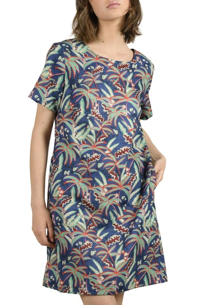 Shop Molly Bracken Print Woven Shift Dress In Afrika Blue