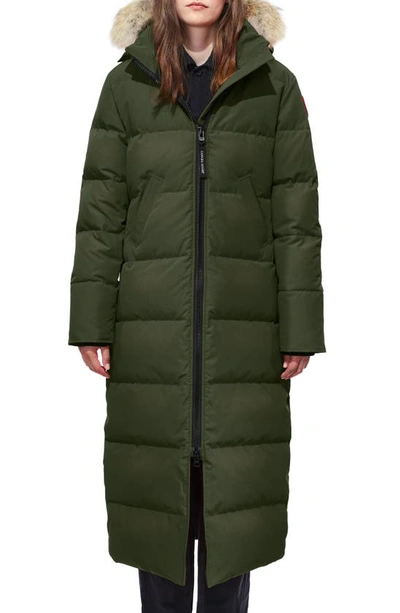 Shop Canada Goose Mystique Down Parka With Genuine Coyote Fur Trim In Military Green