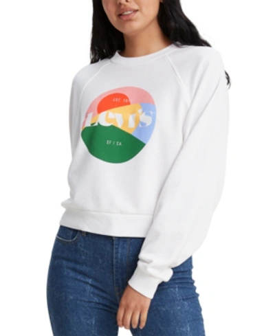 Shop Levi's Women's Vintage Raglan Crewneck Sweatshirt In Crew Circle Logo Fill White