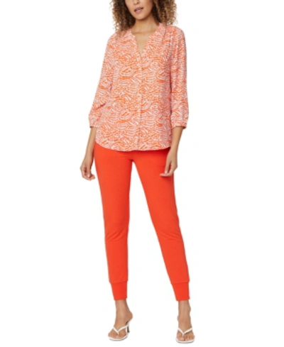 Shop Nydj Pleated Blouse In Poppy Wave